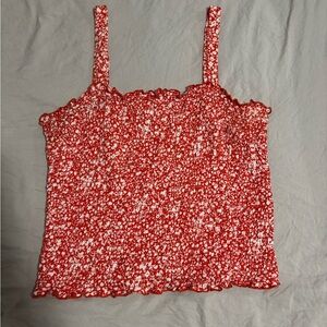 Abound Red and White Smocked Camisole Top
